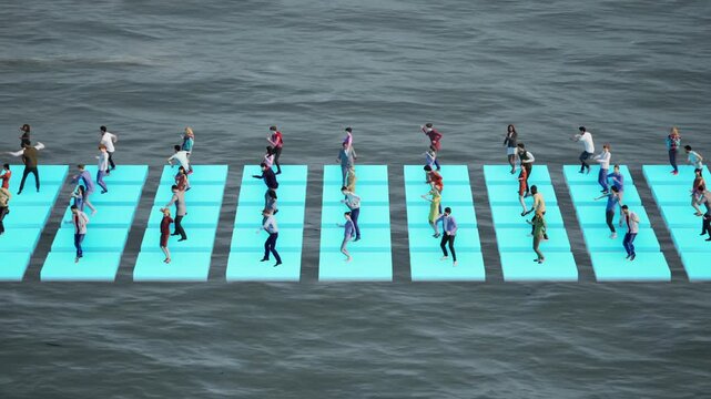 ship dancer people silhouette sea water dock