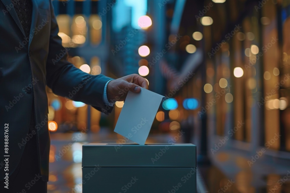 Aufkleber a person filing a document in a box