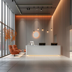 Interior of contempotary modern office. Minimalistic corporate design.