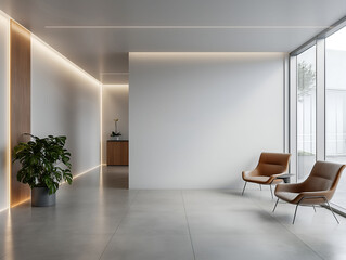 Fototapeta premium Interior of contempotary modern office. Minimalistic corporate design.