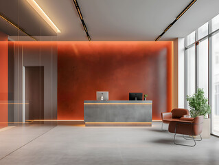 Interior of contempotary modern office. Minimalistic corporate design.