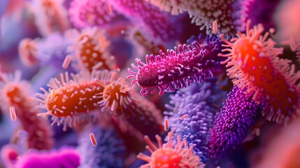 Obraz premium A close up of a bunch of colorful bacteria 