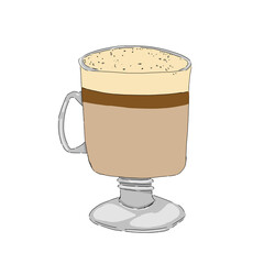 Glass with a coffee latte mockup color illustration