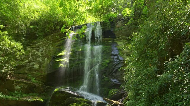 Catawba Falls. HDR 4k stock footage. Old Fort, NC, USA 2024