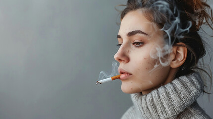 Fototapeta premium woman with nicotine addiction