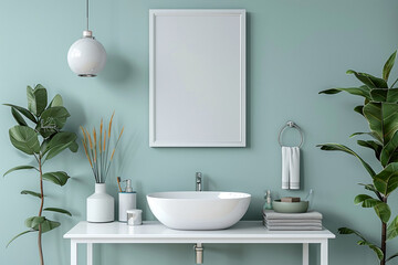 Contemporary bathroom minimalist vanity with empty frame