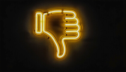 Neon sign of a hand with thumbs down drawing