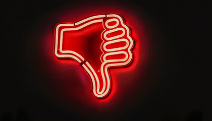Neon sign of a hand with thumbs down drawing