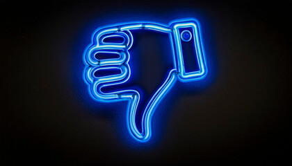 Neon sign of a hand with thumbs down drawing