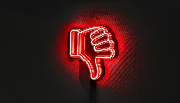 Neon sign of a hand with thumbs down drawing