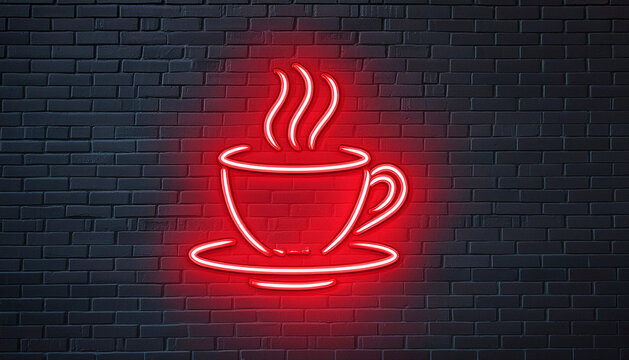 Neon sign of a cafe drawing - Powered by Adobe