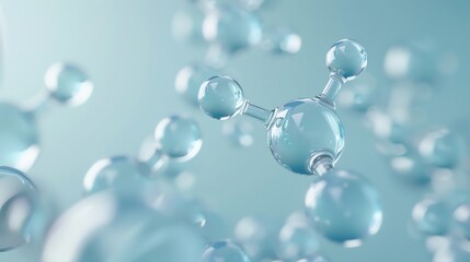 Molecular depiction of hyaluronic acid interacting with NAG and amino acids, skincare synergy, scientific innovation