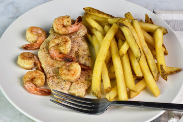 chicken breast  top with  shrimp