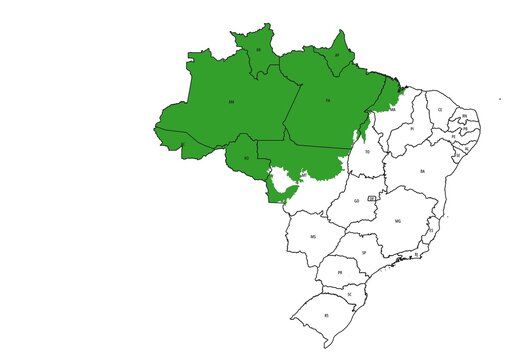 Amaz&ocirc;nia biome map in Brazil