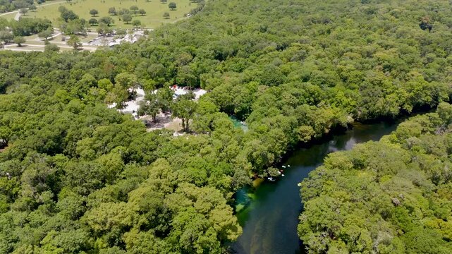 Destination Ginnie Springs tickeets, Florida,Summer destination. Aerial drone b roll clip
