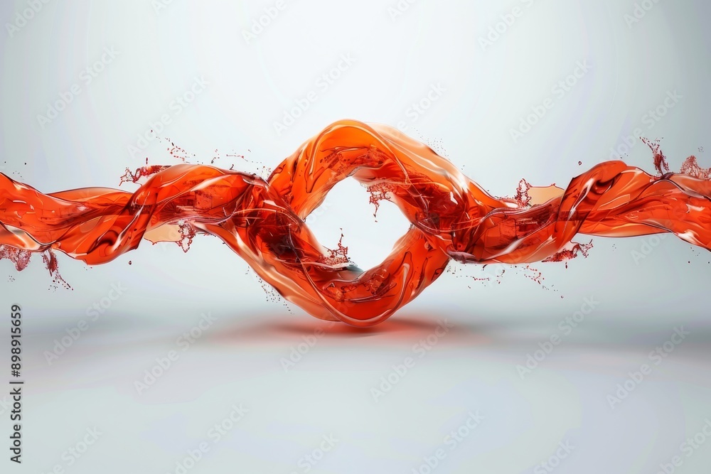 Poster abstract red twist with water droplets symbolizing fluidity strength and motion in a dynamic and art