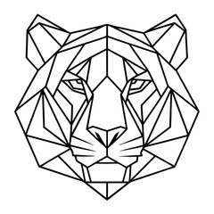 Geometric Tiger Head Vector T-shirt Print in Black and White