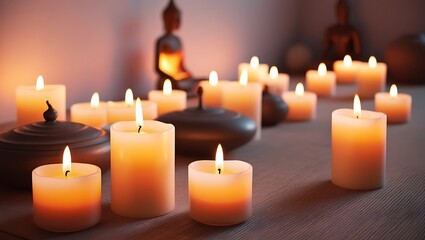 Meditative Space Adorned with Soft Candlelight for a Calming and Tranquil Atmosphere

