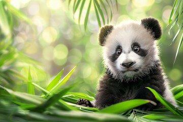 Panda in the woodland Generative AI