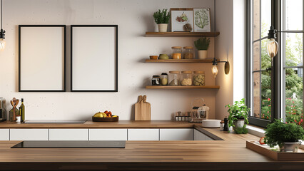 Blank Frames in a Trendy Farmhouse Kitchen