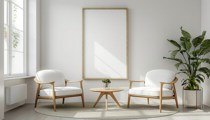 Contemporary room with two chairs with empty frame