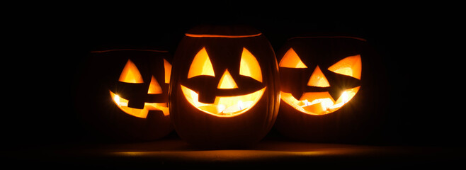 halloween pumpkins in the dark