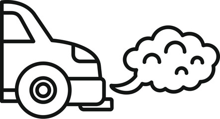 Line icon of a car emitting exhaust fumes, symbolizing environmental pollution