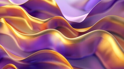 Obraz premium Abstract Background with 3D Wave Bright Gold and Purple