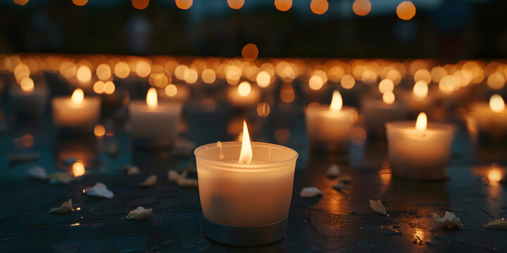 vig&iacute;lia com velas em um encontro religioso