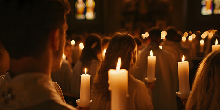 vig&iacute;lia com velas em um encontro religioso