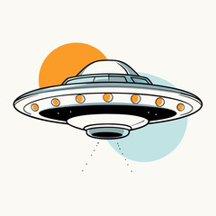 Futuristic UFO Spacecraft Vector Sleek Silver 3D Design