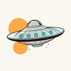 Futuristic UFO Spacecraft Vector Sleek Silver 3D Design