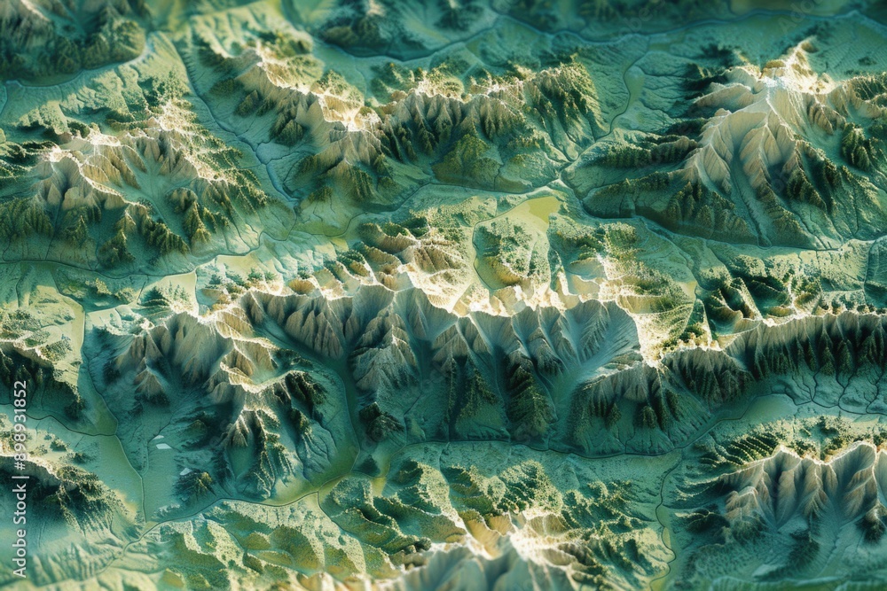 Canvas Prints Aerial view of a mountain range with peaks and valleys