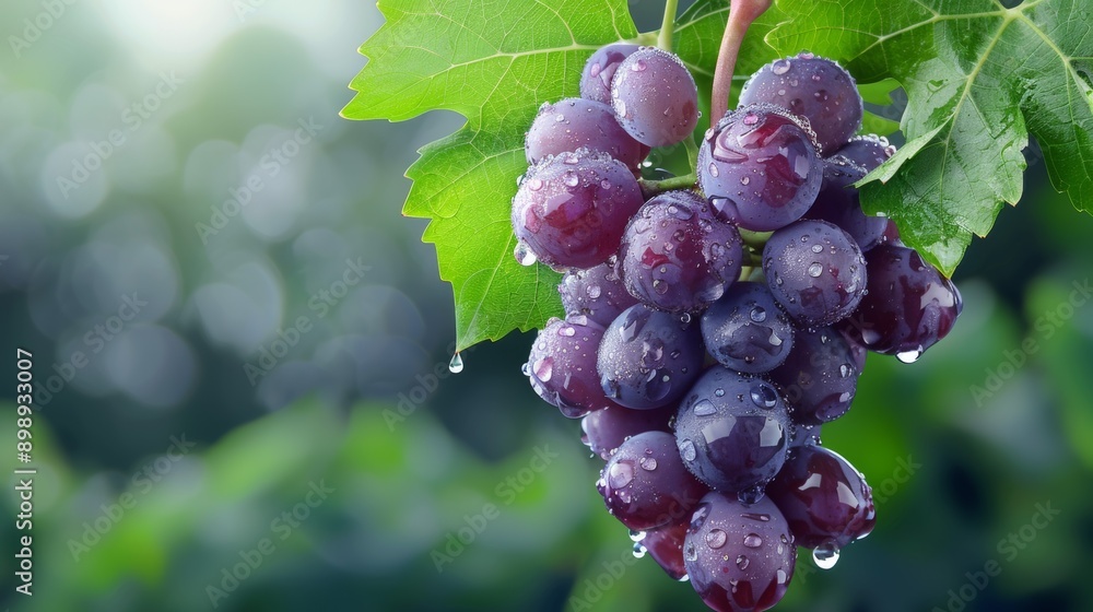 Poster appetizing grapes. background with selective focus and copy space