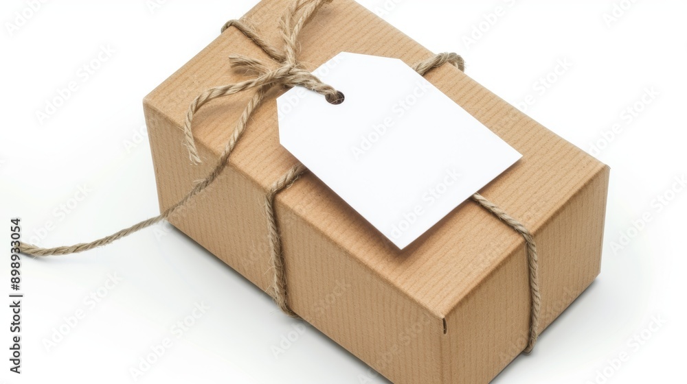 Poster delivery of a box with a clean tag. background with selective focus and copy space