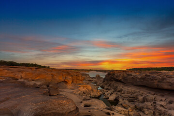 Ubon Ratchathani,Grand Canyon in Thailand, Natural of rock canyon in Mekhong River, Hat Chom Dao or Chomdao Beach and Kaeng Hin Ngam in Ubon