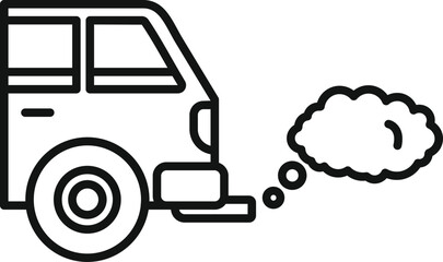 Line drawing of an old car releasing toxic smoke pollution, concept for environment and ecology