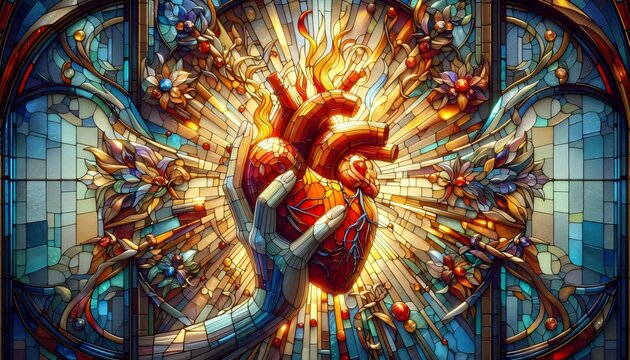 Epic Stained Glass Artwork of Jesus of Nazareth: Museum-Worthy Masterpiece