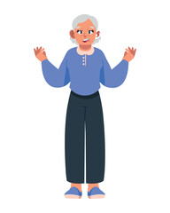 elderly woman is standing