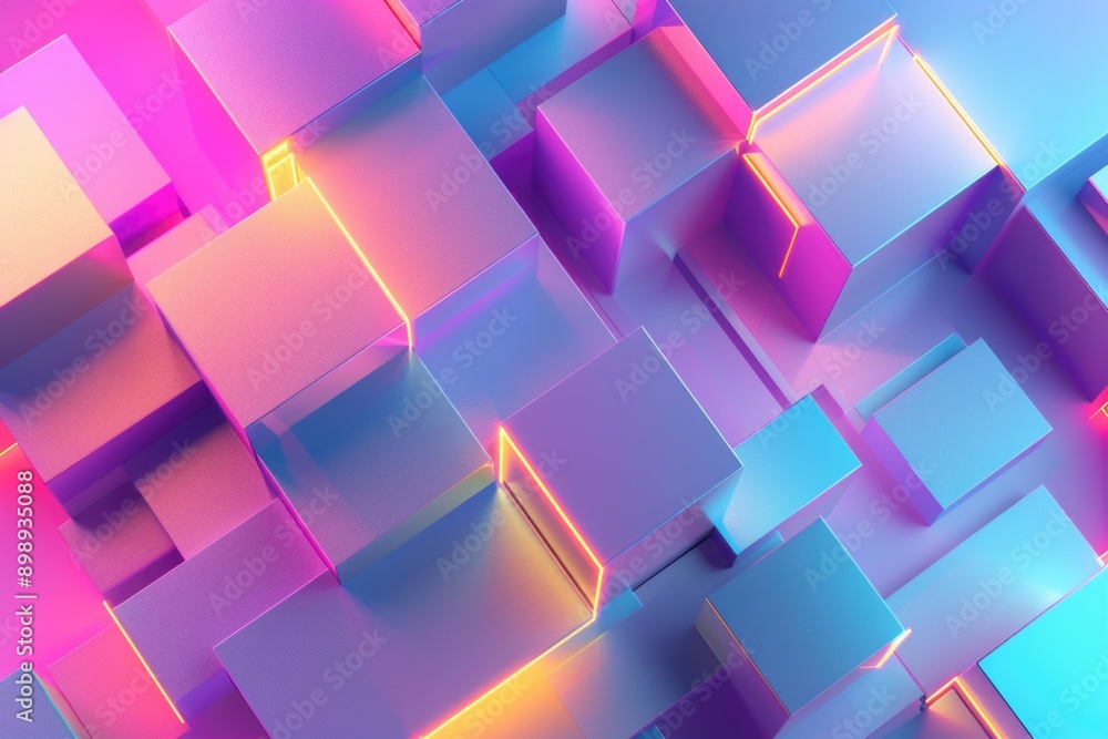 Poster a collection of cubes suspended in mid-air, ideal for abstract or futuristic concepts