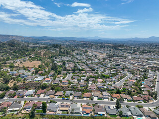 Aerial view of middle class community big houses, Escondido, South California, USA.