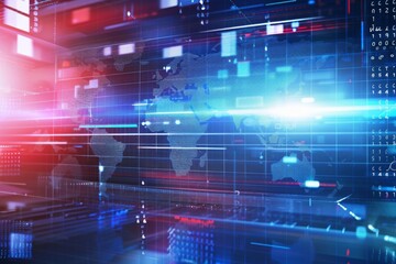 Dynamic Digital World Breaking News Studio with Live Coverage Background, Featuring a Modern Newsroom Setup for Global News Reporting and Real-Time Updates.