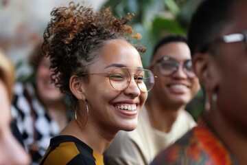 Happy Young Office Colleagues Collaborating and Smiling at Computers in Open-Plan Workspaces, Team Building and Business Success. Modern Workplace Environment.