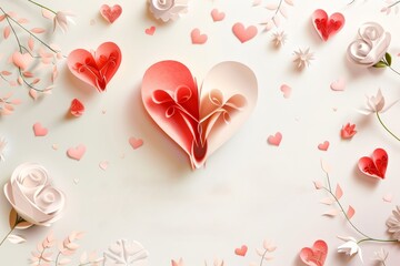 Tender Mother's Day Greetings with Paper Hearts and Vector Symbols