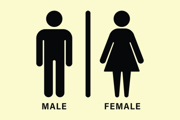 Male and female toilet sign, male and female symbols