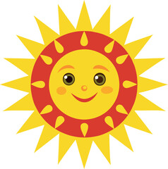 A joyful watercolor illustration of the sun with a happy face