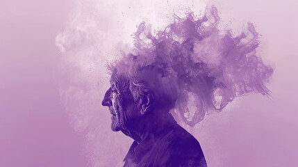 National Alzheimer's Disease Awareness Month concept educational and informative campaign visual awareness and support for Alzheimer's disease recognition and advocacy purple ribbon symbol