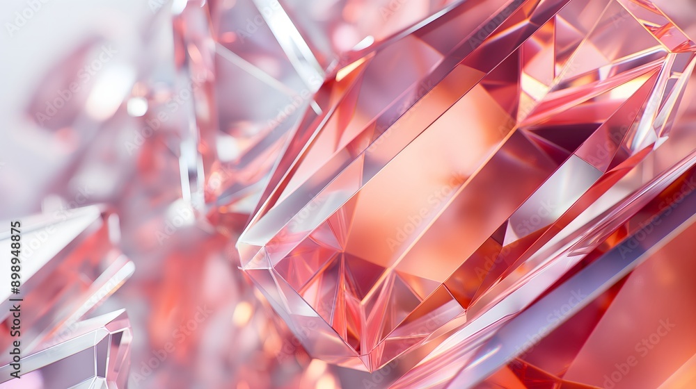Poster 38. **generate a 3d abstract scene featuring glossy transparent glass prisms with complex geometric 