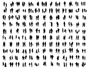 Isometric various people silhouette design rough hand drawn vector illustration