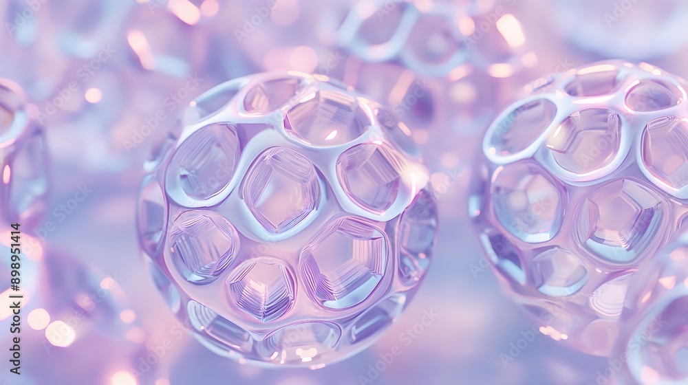Poster 36. **visualize a 3d image of transparent geometric glass shapes with high-gloss highlights and intr
